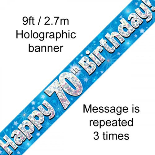 Banner - Happy Birthday 70th Blue