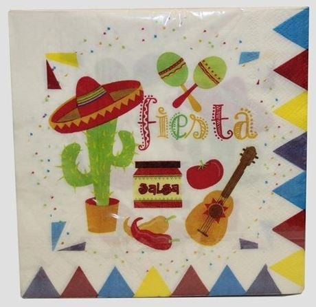 Printed Lunch Napkins - Mexican Fiesta 2 Ply Pk 20