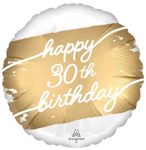 Foil Balloon 18" - Golden Age Happy 30th Birthday