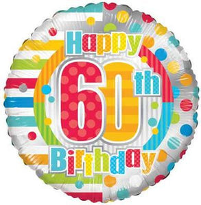 Foil Balloon 18" - Happy 60th Dots & Lines
