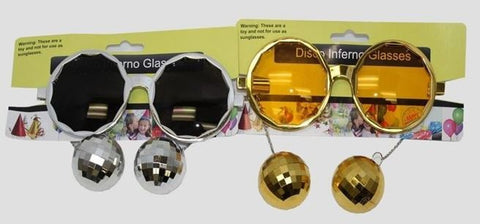 Glasses - Disco Ball w/Attached Disco Earrings Asstd