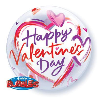 Bubble Balloon 22" - Valentine's Brushed Hearts