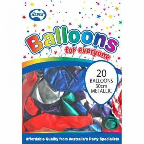 Latex Balloon 30cm - Metallic Assorted Colour Pk20
