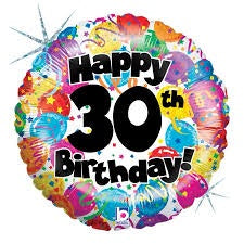 Foil Balloon 18" -  30th Party Birthday Holographic
