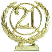 Cake Topper - 21st Wreath Plaque (Gold or Silver)