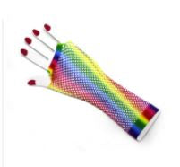 Gloves - Fishnet Glove  Rainbow Long (L)