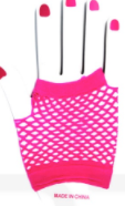 Party Gloves - Fishnet Short Hot Pink