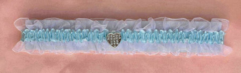 Wedding Garter - Blue Bridal Lacy Garter with Small Heart