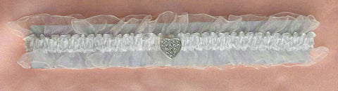 Wedding Garter - Ivory Bridal Lacy Garter with Small Heart