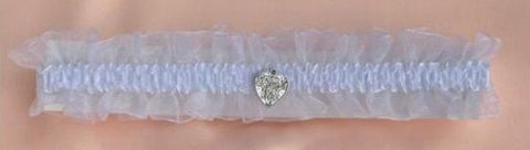 Wedding Garter - White Bridal Lacy Garter with Small Heart