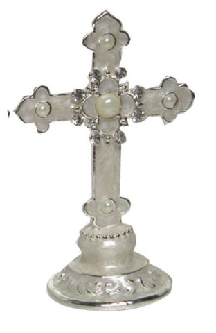 Cross - Diamante Cross Ornaments (Silver Metallic White)