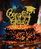 Congrats Grad Cake Topper - Gold Graduate Party Decoration