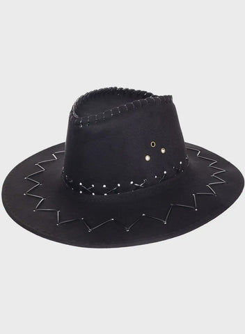 Cowboy Hat - Black Faux Suede