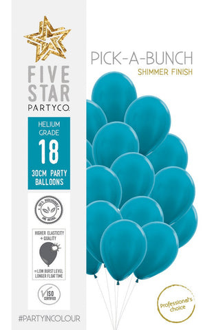 11" Latex Balloon - Shimmer Caribbean Blue 30cm Round Balloon 18pk