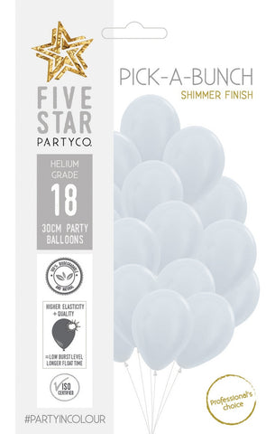 Latex Balloon 12" -  Shimmer Pearl White 30cm Round Balloon 18pk