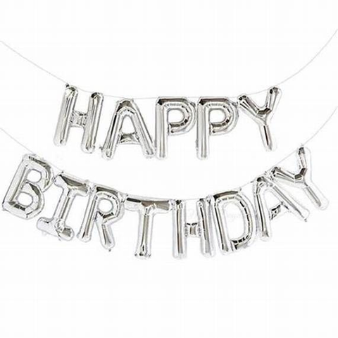 Juniorloon Foil Balloon - Happy Birthday Kit Set Silver PM