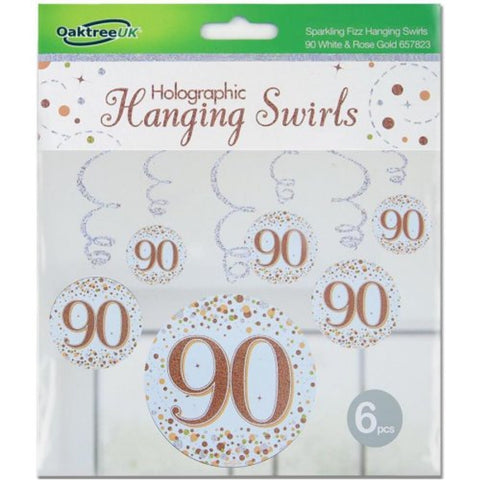 Hanging Swirl - Sparkling Fizz 90th Rose Gold Pack 6