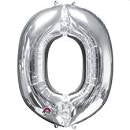Foil Balloon Juniorloon - Anagram 0 Silver Air Filled Only