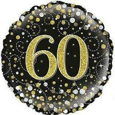 Foil Balloon 18" - 60th Sparkling Fizz BD Black and Gold