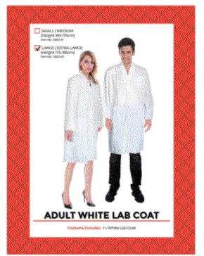 Costume - White Lab Coat Large (Adult) Doctor