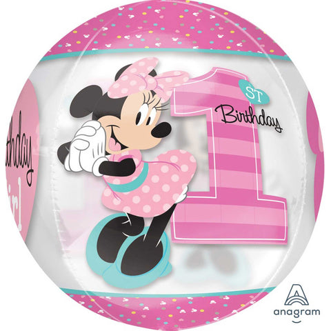 Orbz Bubble Balloon - 1st Birthday Minnie Mouse
