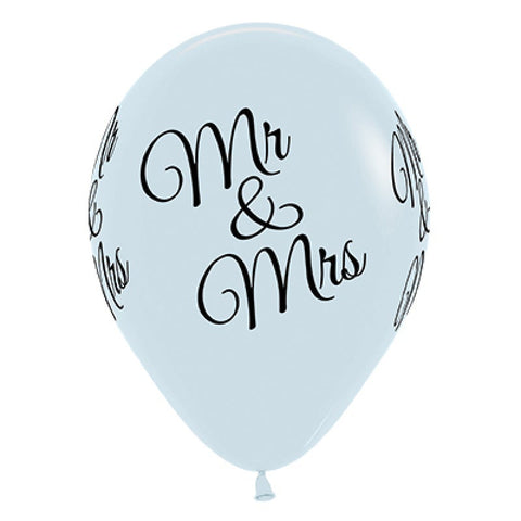 12" Latex Balloon - Mr & Mrs Fashion White Latex