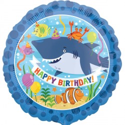 Foil Balloon 18" - Birthday Ocean Shark