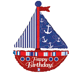 Foil Balloon Supershape - Nautical Birthday Sail Boat 37"