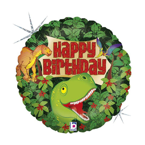Foil Balloon 18" - Dinosaur Happy Birthday