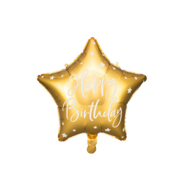 Foil Balloon 16" - Glossy Star Happy Birthday Cursive Gold