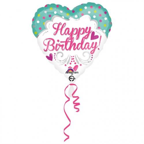 Foil Balloon 18" -  Princess Happy Birthday (Heart-shaped)