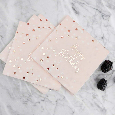 Lunch Napkins - Rose Gold Spotted H' Birthday Napkins