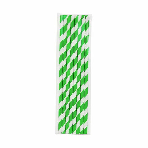 Paper Straws - Soccer Green and White Stripes Pk8