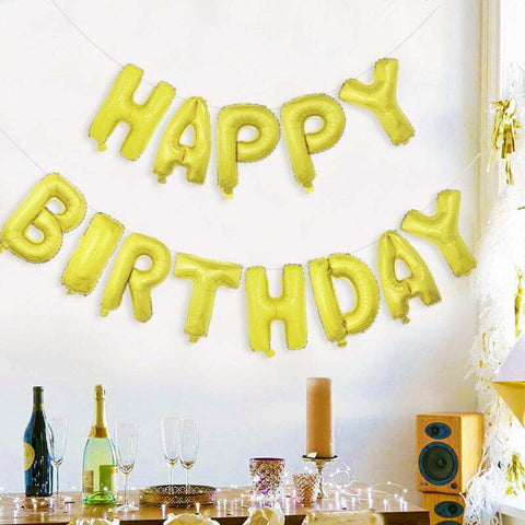 Juniorloon Foil Balloon - Happy Birthday Kit Set Laser Gold