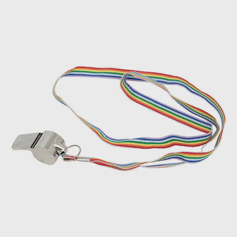Whistle - With Rainbow Striped Lanyard