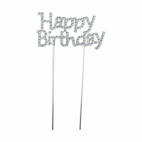 Cake Topper - Happy Birthday Silver