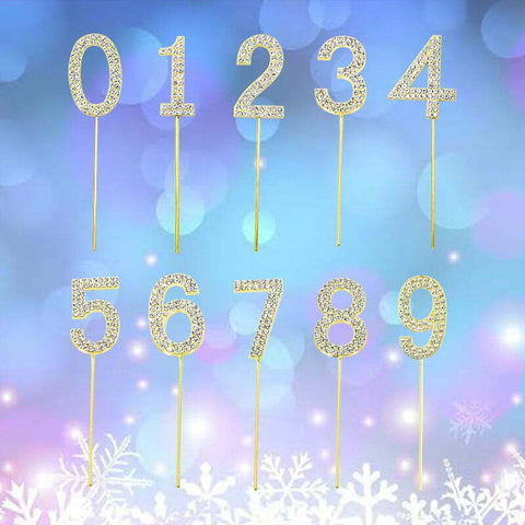 Cake Topper - Diamante Gold Number