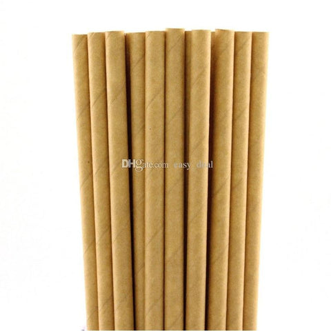 Paper Retro Brown Kraft Series Straws 20pk