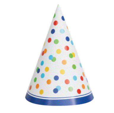 Rainbow Polka Dot 8 Party Hats