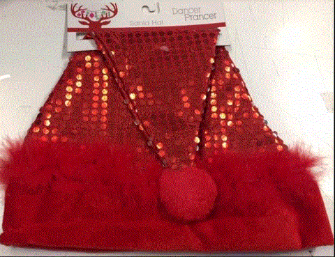 Red Santa Hat - Red Sequin Adult Hat