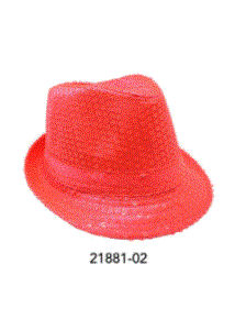 Hat - Sequin-Trilby-Fedora-Hat (Red)