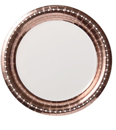 Paper Plates - Rose Gold Paper Plate 18cm Round