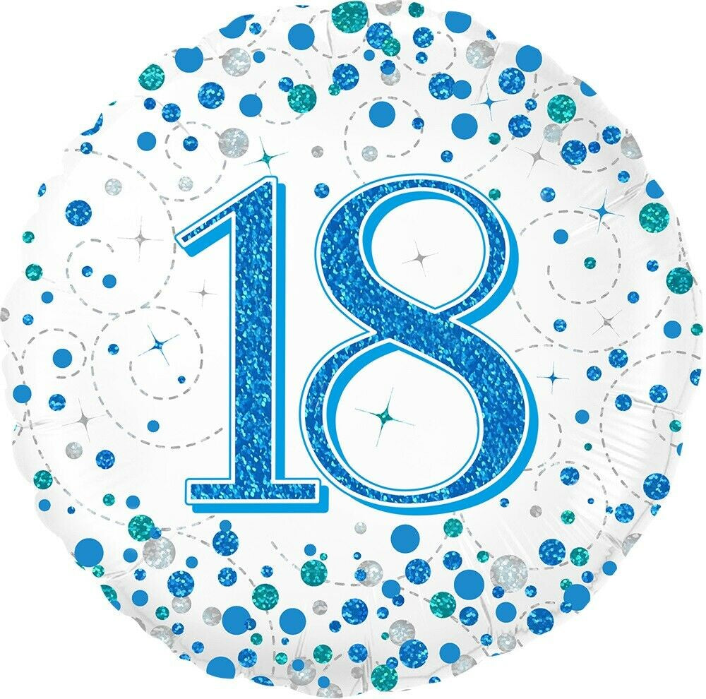 Foil Balloon 18" - Blue Sparkling Fizz 18th Birthday