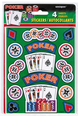 Stickers - 4 Sheets Poker Gambling Chips Cards