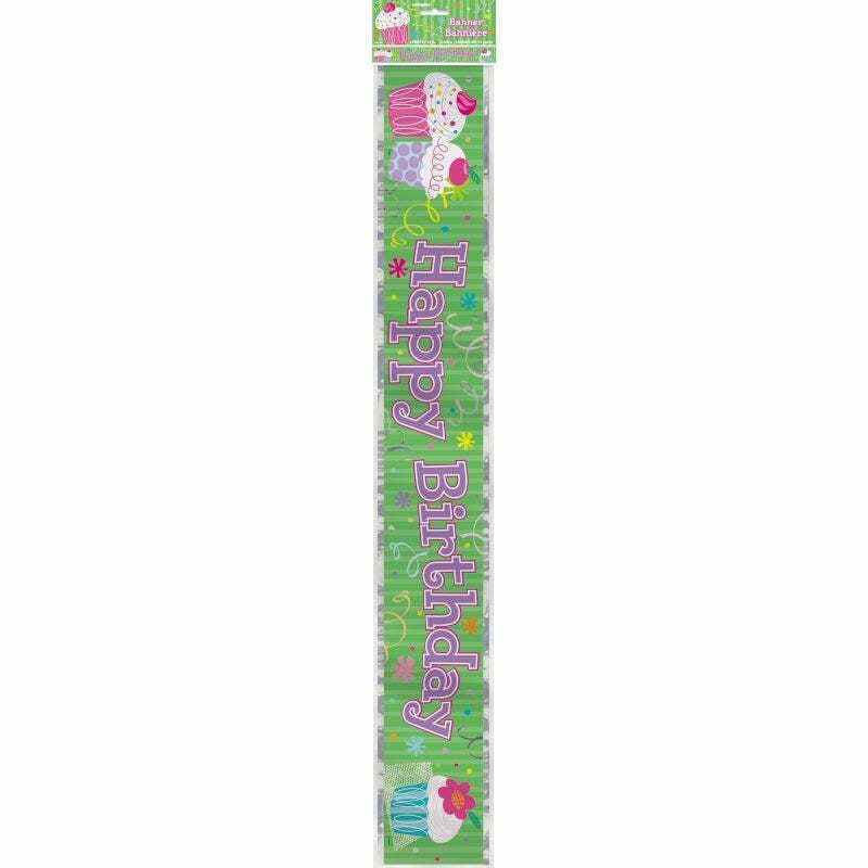 Banner - Cupcake Happy Birthday Party Foil Banner