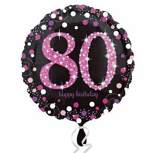 Foil Balloon 18" - 80th Pink Holographic Sparkling