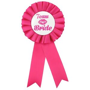 Party Badge - Team Bride Hot Pink Ribbon Badge