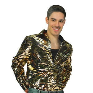 Adult Costume - Shiny Gold 70s Tiger Print Shirt
