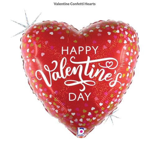 Foil Balloon 18" - Valentine Confetti Hearts