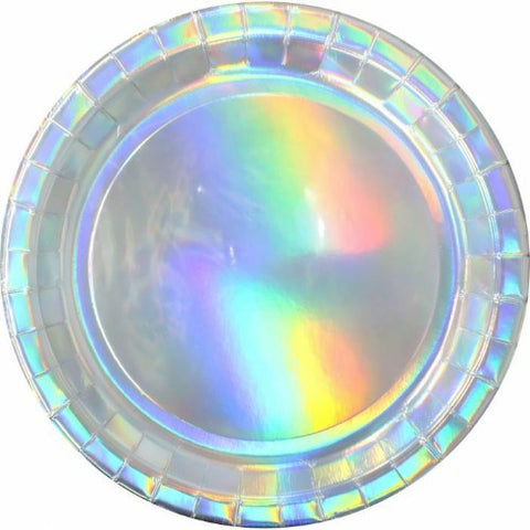 Paper Plates - Iridescent Silver Large Paper Plates